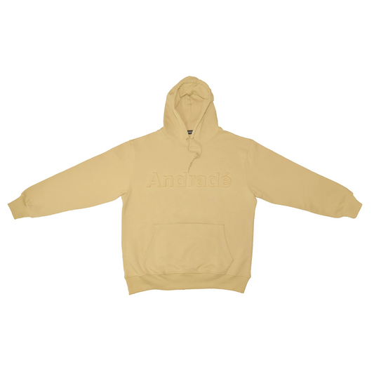 Beige Embossed Print Hoodie